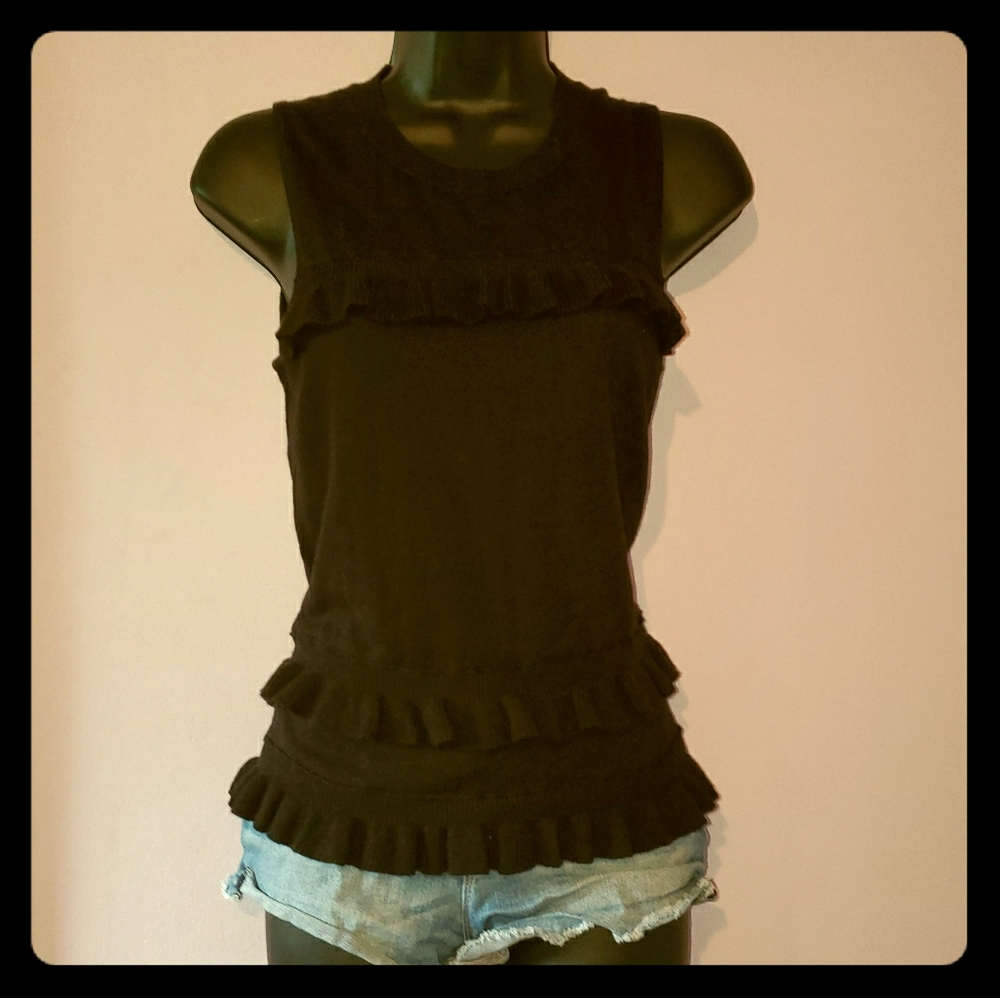 Ann Taylor black frilly tank top
